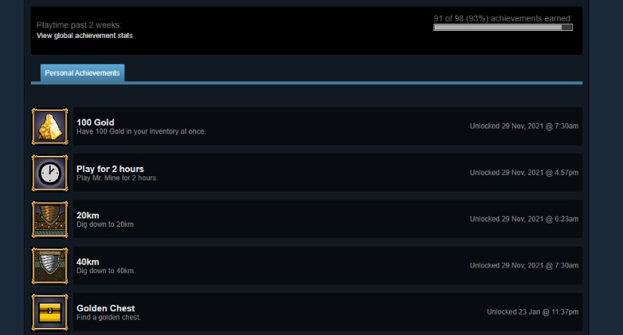 Mr. Mine achievements on Steam