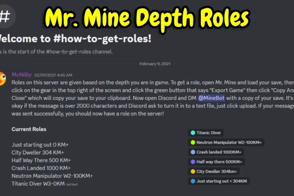 How to Get the Depth Roles in Mr. Mine Discord