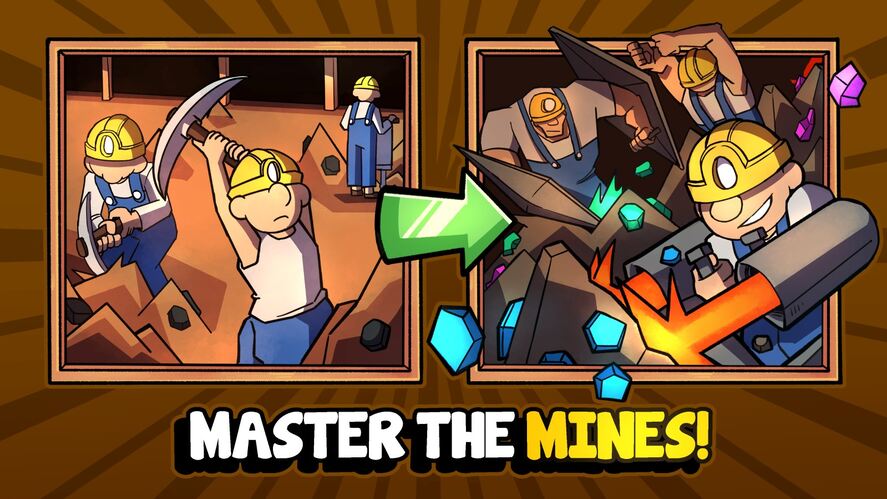 Illustration of Idle miner games. Master the mines.