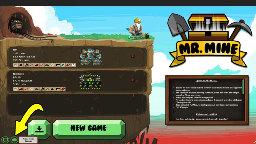 Locating the Steam Cloud Backups in Mr. Mine Idle