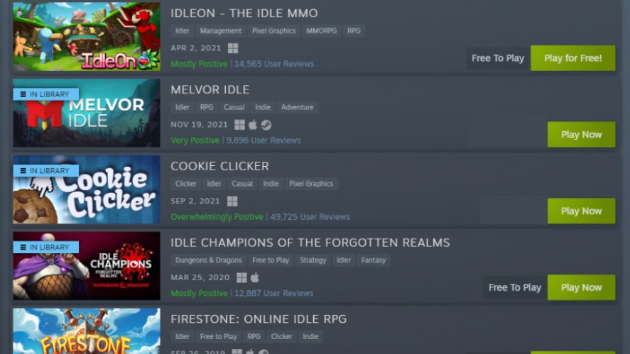 Idle Games with Different Genres