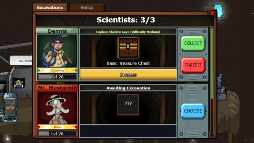 A screenshot from Mr. Mine scientist panel