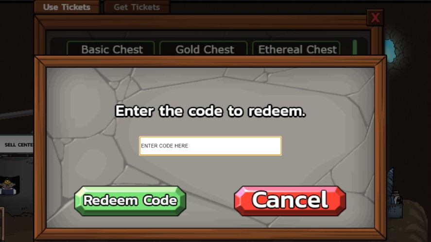 The text box to enter the redeem codes