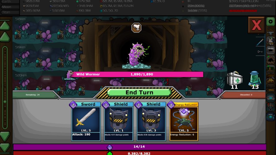 A turn-based combat system in Mr. Mine