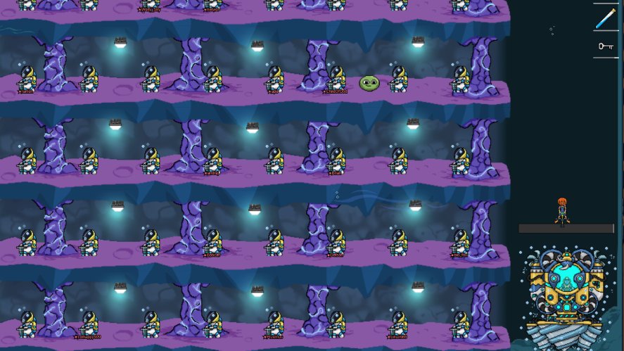 Mr. Mine mineshaft with a lot of miners and a drill