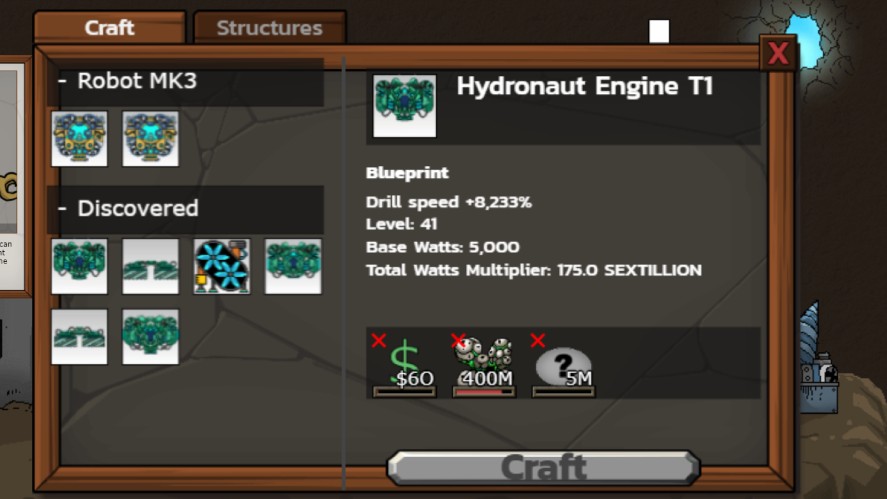 Drill blueprints in Mr. Mine