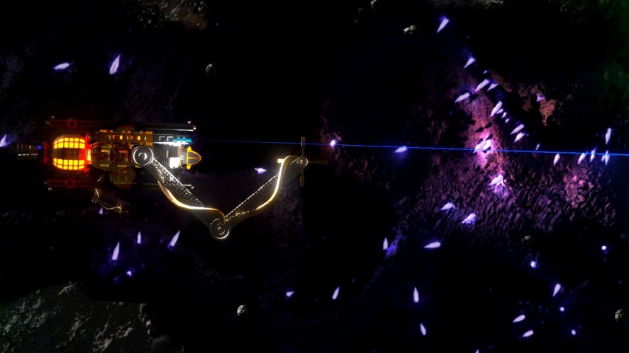 A space ship is shooting at asteroid to collect minerals
